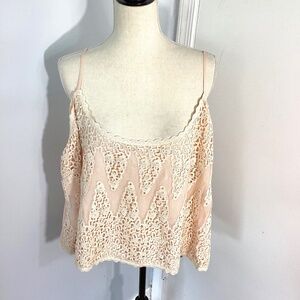 NWT ANTHROPOLOGY PLUS 3X PEACH CROCHET BOHO CAMISOLE TOP ROMANTIC FEMININE